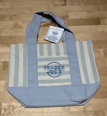 Trader Joe’s Striped Mini Canvas Tote Bags BLUE 11×10 in