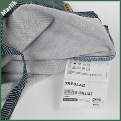 IKEA Cotton Bag TREBLAD Reusable Shopping Tote Bag, 100% Cotton, Blue Beige, New