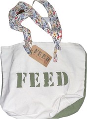 FEED x Clarins Foldable Canvas Reusable Shopping Bag Green White Multicolor