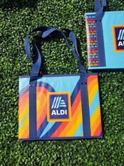 ALDI Collapsible Box Tote Bag Set Of 2 Bags Aldi Logo 🔵🔴🟡 NEW