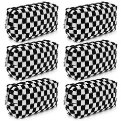 Checkered Makeup Bag Preppy Cosmetic Bulk Black Pouch