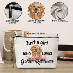 Eyouyeqi Golden Retrievers Gifts Makeup Bag, Just A Girl Who Loves White