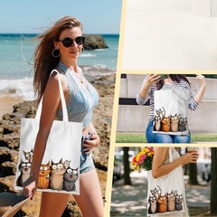 Cute Cat Tote Bag, Cats Gift Handbag Funny Reusable Shopping Storage Shoulder…