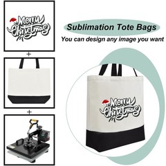 Colorful Polyester Sublimation Tote Bags Blanks Bulk, 10PCS Reusable Canvas Bags