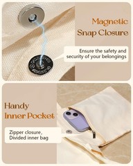 Aesthetic Tote Bag – with Magnetic Buckle and Zipper Inner Pocket for Women L…