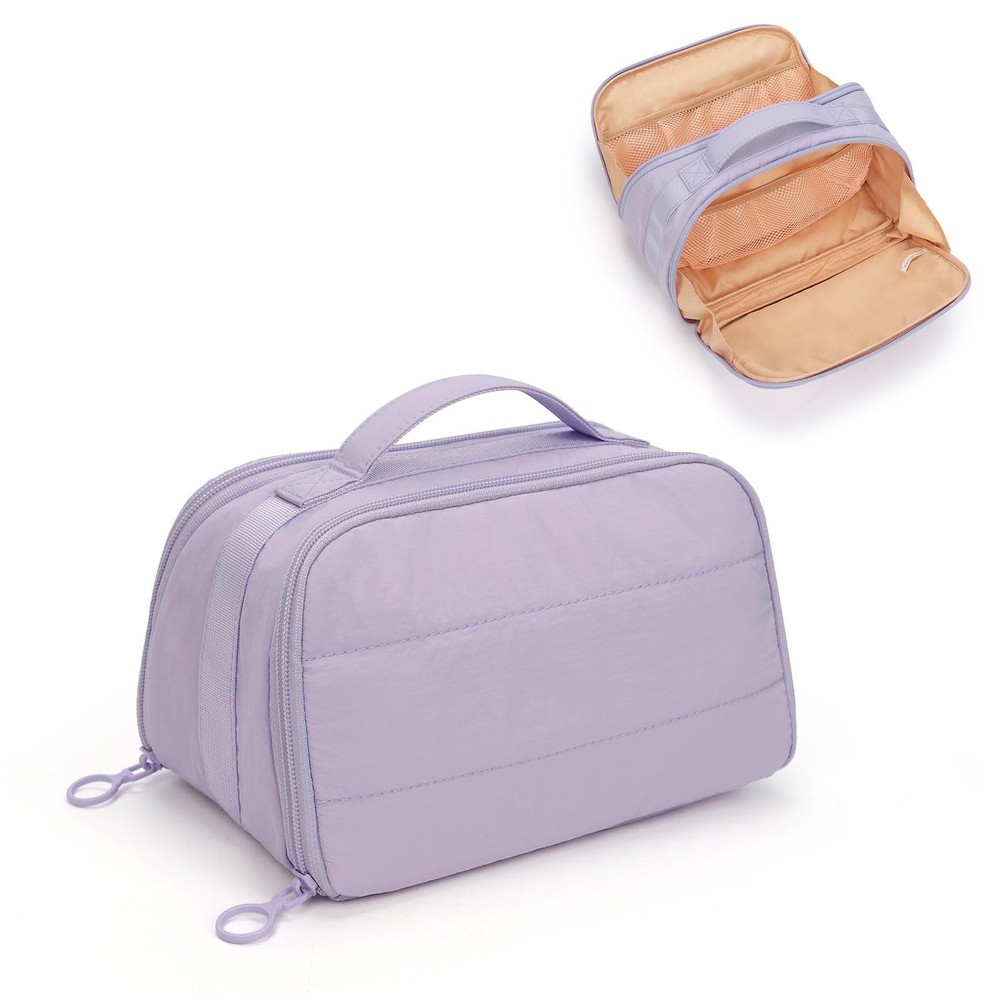 OCHEAL Travel Makeup Bag – Wide Open Flat Cosmetic Organizer 003_Purple