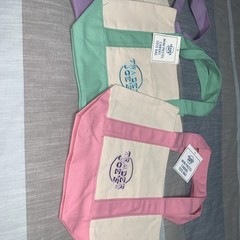Trader Joe’s Mini Pastel Canvas Tote Lunch Bags Set Of 4 Colors Limited Edition