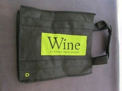 NOS Whole Foods Reusable Wine Bag – holds 6 wine bottles – Black and Green