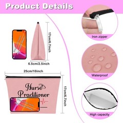 Mxrymvu New Nurse Practitioner Gifts Cosmetic Bag Graduation Pink