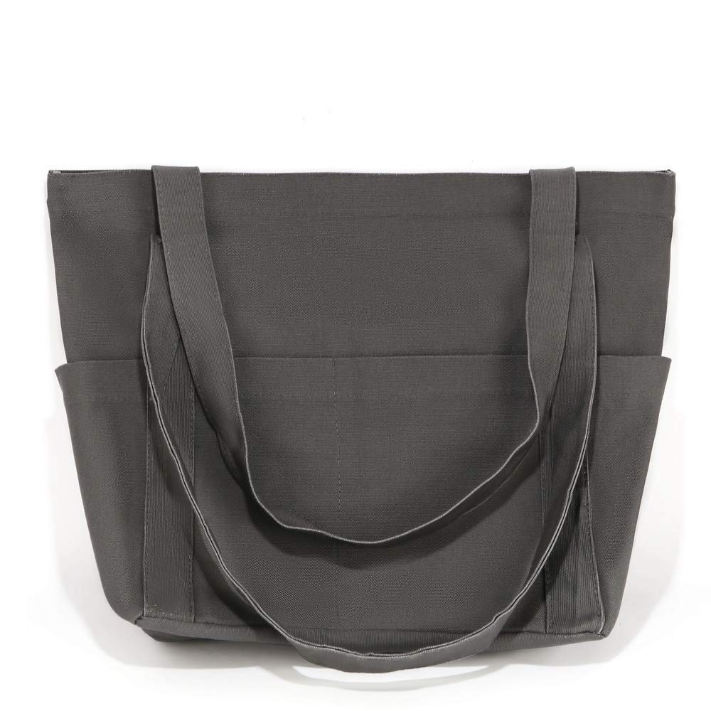 XL Heavy Duty Canvas Grocery Bag Multi Purpose Tote Outer Pockets