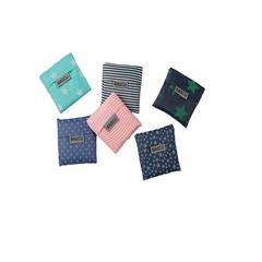 Cloth Tote Bags, Reusable, Foldable, Recycle for 6Pack, Navy Blue/Pink/Blue