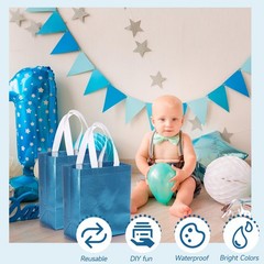 80 PCS Gift Bags Set Reusable Glossy Grocery Tote Lake Blue 10x8x4.7 Inch