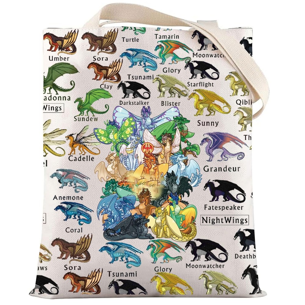 Canvas Tote Bag – Wings Fire Dragon Tribes Shoulder Bag – Novel Gift – Bookis…