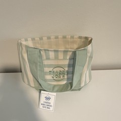 Trader Joe’s Striped Mini Canvas Tote Bag Small Green/White 13x10x6