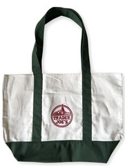 Trader Joe’s 2025 Pine Green LARGE Canvas Shopping Bag, Off White – NEW