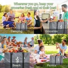 Durable 2-Pack Gray Insulated Grocery Bags – Eco-Friendly & Versatile 9 Gallon