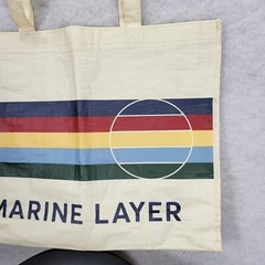 Marine Layer Reusable Bag Tote Shopper Double Sided Handle Recycle Retro Rainbow
