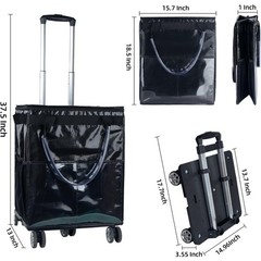 Grocery Bags on Wheels, Rolling Tote Bag, Portable Shopping Cart for Groceries