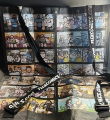 OVERSIZE “Flex Comics” LAUNDRY/BEACH GROCERY TOTE BAG HANDLES & FLAT BOTTOM Rare