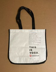 Lululemon Large Reusable Shopping Tote Bag 15.5″ x 14″ White/Black Manifesto