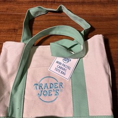 Trader Joe’s Mini Pastel Canvas Tote Pastel NWT Ready To Ship