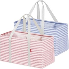 Standing Extra Large Utility Tote Bag 2 Pack, Reusable Grocery Bags with Meta…