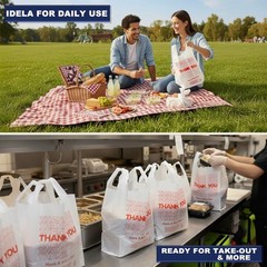 Reusable White Thank You T-Shirt Bags – 200PCS Grocery Shopping & Supermarket Ba