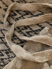 Earthbound Trading Co. Jute Burlap Shopping Bag With Black Geometric Pattern