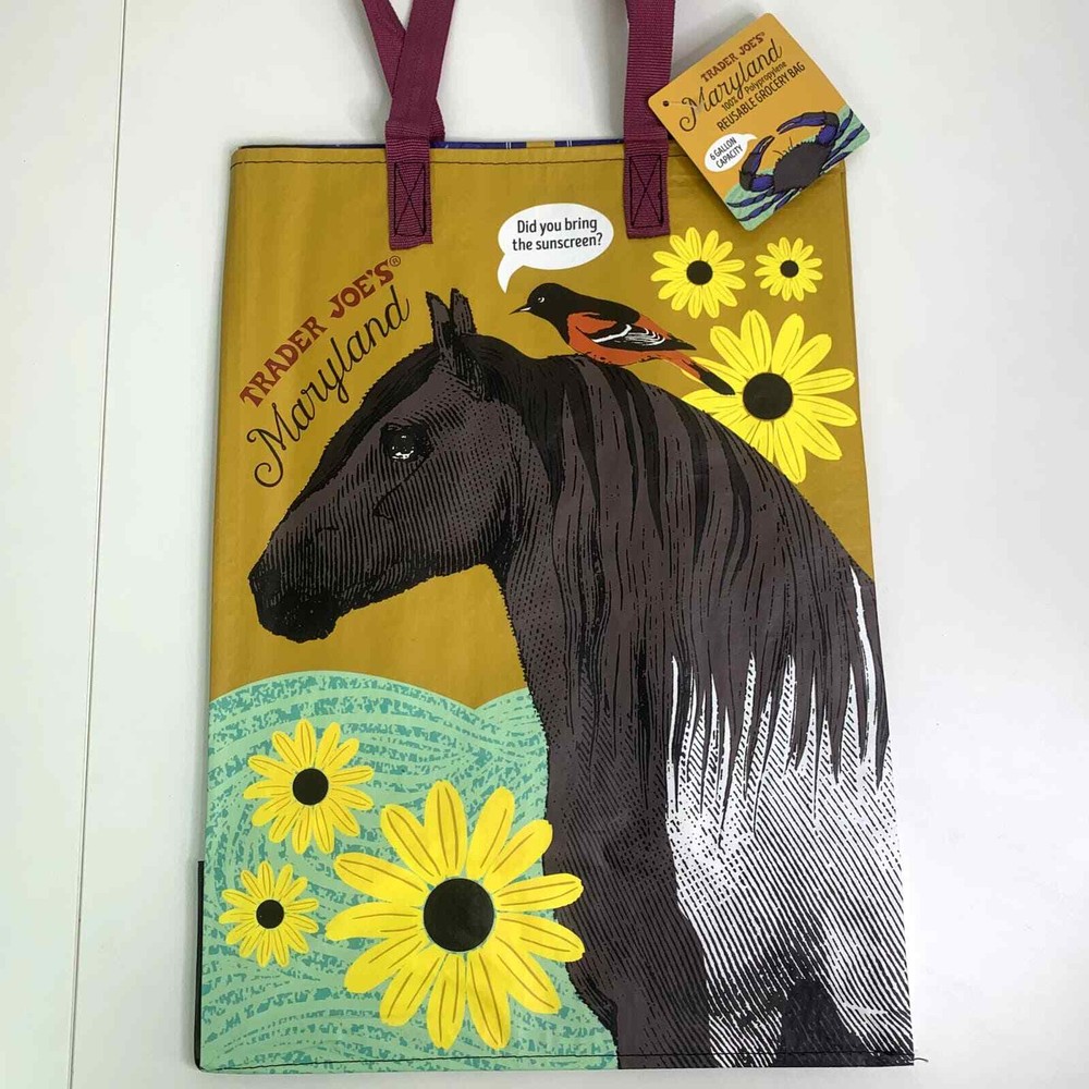 Lot 10 Trader Joe’s Maryland MD Tote Bag Reusable Shopper Horse Crab Oriole Flag
