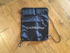 NEW Carbon 38 Nylon Black Gym Bag Drawstring Backpack Zipper