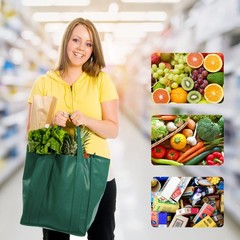 24-Pack Reusable Grocery Bags，Large Washable Foldable Shopping Bags，Heavy Dut…