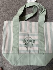 Trader Joe’s Striped Mini Canvas Tote Bag Green/White Small 13x10x6