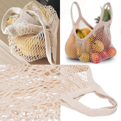 Reusable Cotton Mesh Grocery Bags Cotton String Bag Net Shopping Mesh Bags Pack