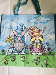 Home Goods Easter Gnomes Happy Easter Reusable Tote Bag 19″ X 17″X 8″