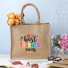 4 Pcs Teacher Appreciation Gift Jute Teacher Tote Bag Rainbow Teacher Gift fo…