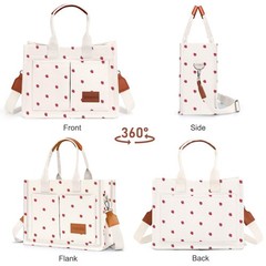 Canvas Tote Bag for Women, Large Work Purses Bible Tote(Small Strawberry)