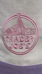 Trader Joe’s Reusable Tote Bag Cotton Beige & Purple Foldable