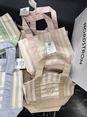 New Set of 4 Summer 2026 Trader Joe’s Striped Mini Canvas Totes Pastel Colors