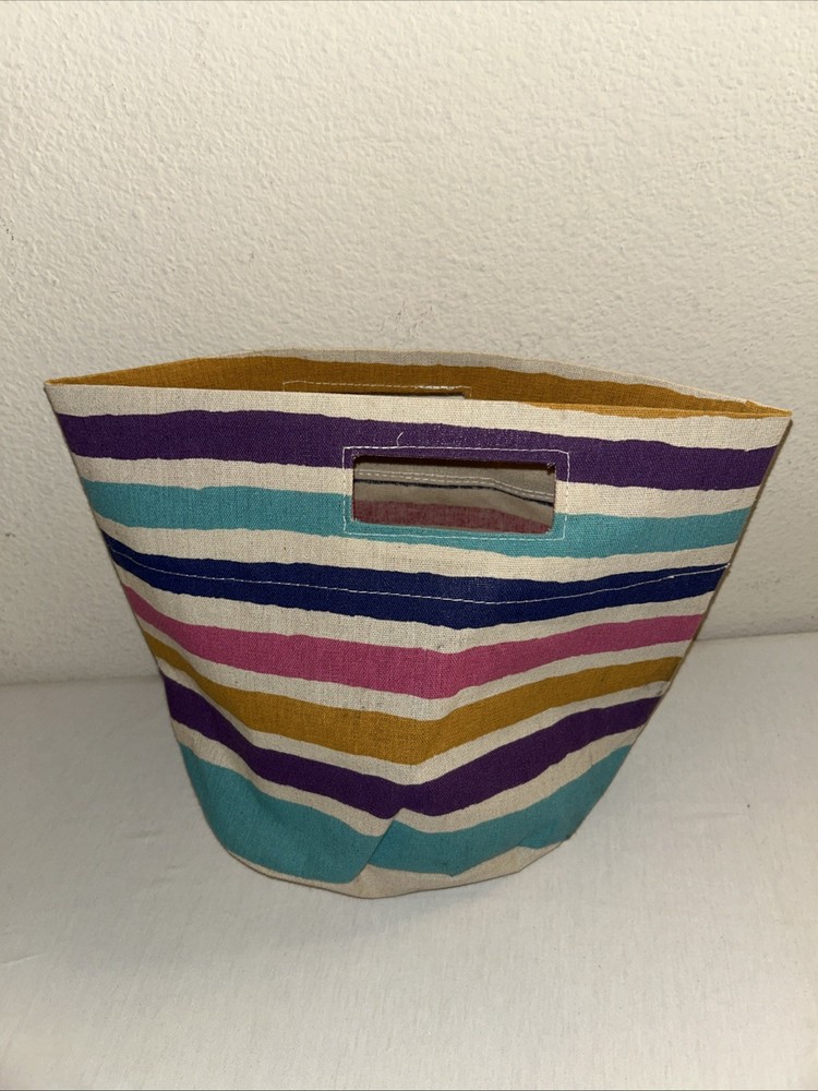 Small Reusable Multicolor Striped Shopping Bag 9.5