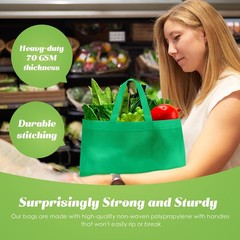 50 PCS Reusable Totes Bulk Shopping Bags Non Woven Grocery Handbag Green