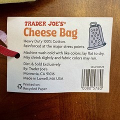 Trader Joe’s Cheese Adventures Experience Grocery Bag Cotton Eco Reusable1 Tote
