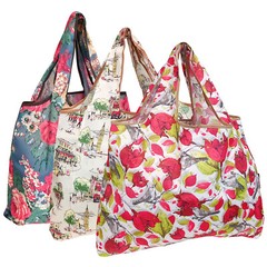 Wrapables Large Foldable Tote Nylon Reusable Grocery Bag, 3 Pack