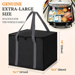 3-Pack XL-Large Insulated Grocery Bags, Collapsible Cooler Bags with Zipper, Mul