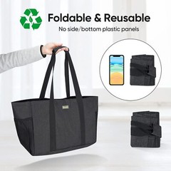 Soft 9 Gallon Extra Large Utility Tote, Foldable Reusable Storage Bag (Charco…