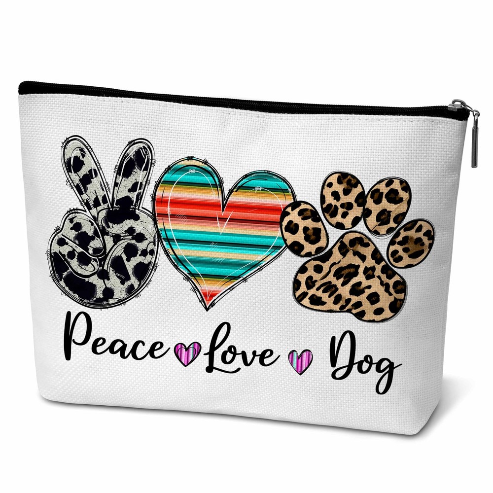 ONDTOM Western Makeup Bag, Country Girl Gifts Peace love dogs(leopard print)