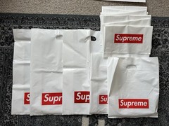 Lot of 13 Supreme White Plastic Shopping Bags Red Box Logo – 16” X 13” 23”X16”