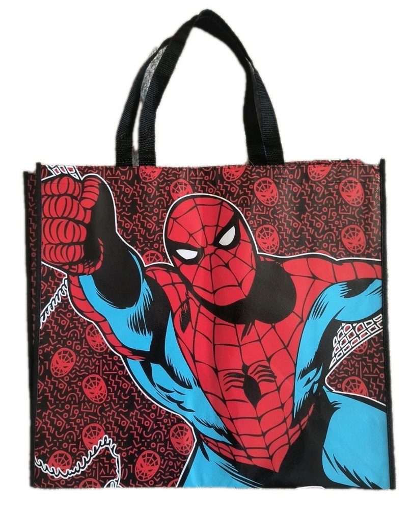 Marvel Spiderman X-Large Black Reusable Shopping Gift Bag with Handle NWOT Free