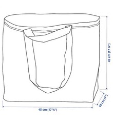 IKEA Medium Blue 17 ¾x7x17 ¾ “/10 Gallon Reusable Shopping Tote Carrier Bag