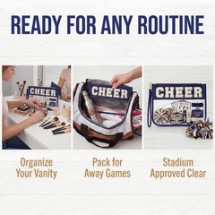 Ahdoma Cheer Makeup Bag Cheerleader Gifts Chenille Letter Cosmetic Navy