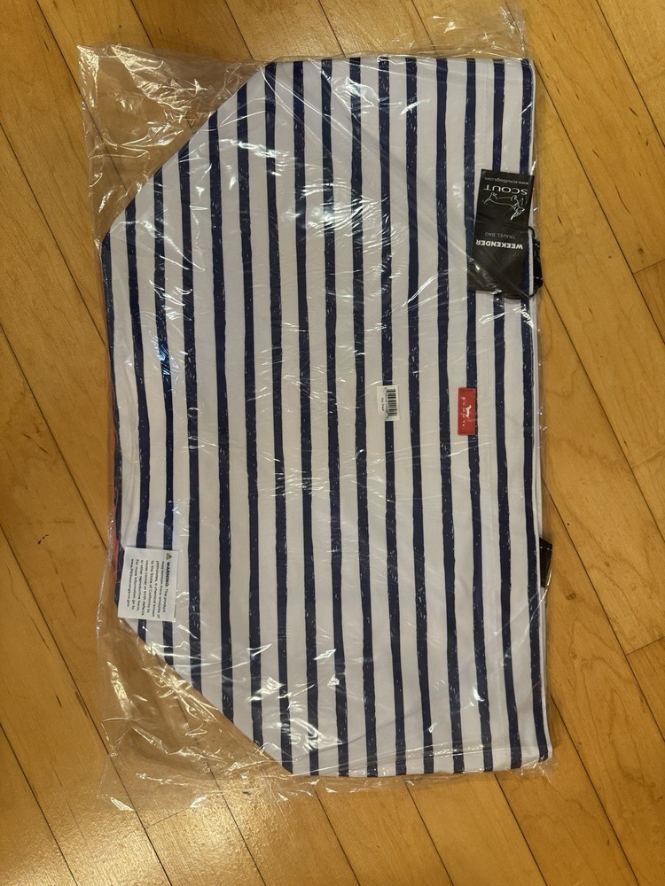 Scout Wekender Reusable Shopping Bag Stripe Blue/White/Red Foldable Large